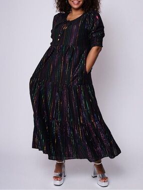 SCAMP & DUDE Black Rainbow Lurex Maxi Dress
